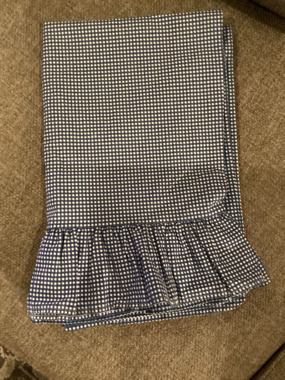 Vintage Ralph Lauren blue & white gingham ruffled standard pillowcases Set of 2